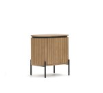 Table de chevet Licia 1 porte en bois massif de manguier et métal peint en noir 55 x 55 cm