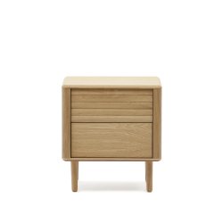 Table de chevet Lenon 2  tiroirs bois et placage chêne 50 x 55 cm