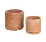 Lot de 2 pots avec soucoupe en terre cuite Karlina Ø 33 cm / Ø 24 cm