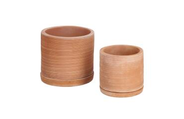 Lot de 2 pots avec soucoupe en terre cuite Karlina Ø 33 cm / Ø 24 cm