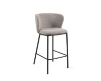 Ciselia stool with light grey shearling and black metal, height 65 cm
