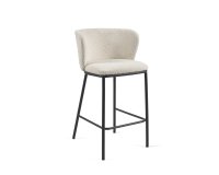 Ciselia stool with white fleece and black metal, height 65 cm
