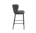 Tabouret Ciselia en chenille gris foncé et pieds en acier peint noir hauteur 65 cm