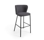 Tabouret Ciselia tissus chenille et pied acier H.75 cm