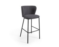 Tabouret Ciselia tissus chenille et pied acier H.75 cm