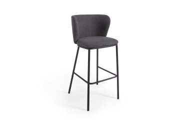 Taburete Ciselia de chenilla  y acero negro 75 cm