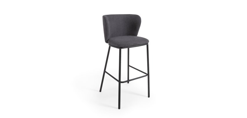 Tabouret Ciselia tissus chenille et pied acier H.75 cm