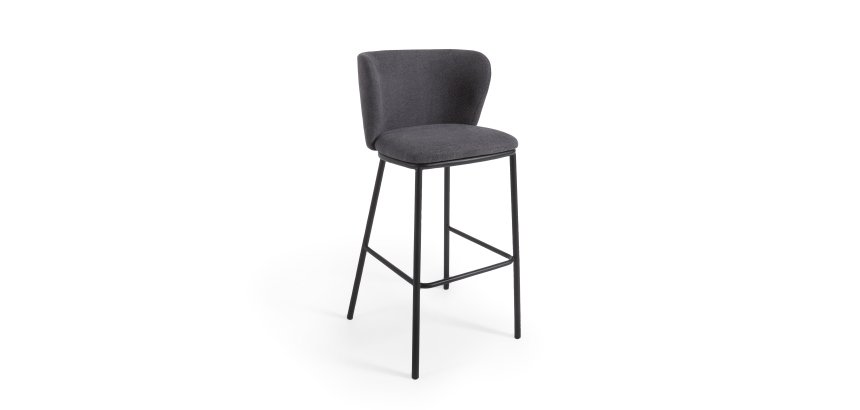 Tabouret Ciselia tissus chenille et pied acier H.75 cm