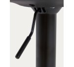 Tabouret Orlando - T en polyuréthane noir et acier noir mat 60-82 cm