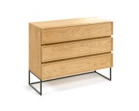 Cómoda Taiana con 3 cajones chapa de roble y estructura de acero acabado negro 100 x 78 cm