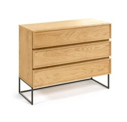 Taiana chest of drawers with oak veneer and steel frame with black finish 100 x 78 cm