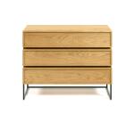 Cómoda Taiana con 3 cajones chapa de roble y estructura de acero acabado negro 100 x 78 cm