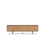 Meuble TV Licia 4 portes en bois de manguier massif et métal peint en noir 200 x 55 cm