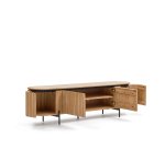 Meuble TV Licia 4 portes en bois de manguier massif et métal peint en noir 200 x 55 cm