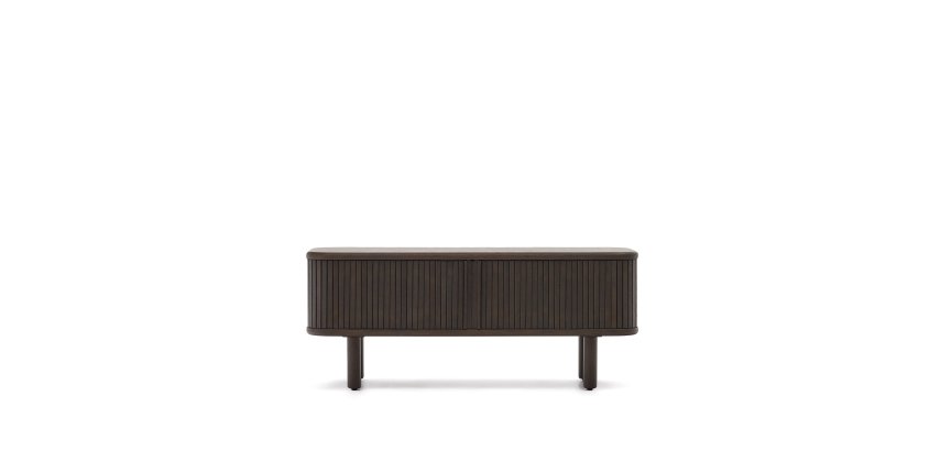 Meuble TV Mailen 2 portes en placage de frêne avec finition foncée 120 x 50 cm