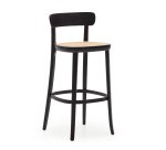 Tabouret Romane bois massif de hêtre naturel avec placage de frêne et rotin H.75 cm