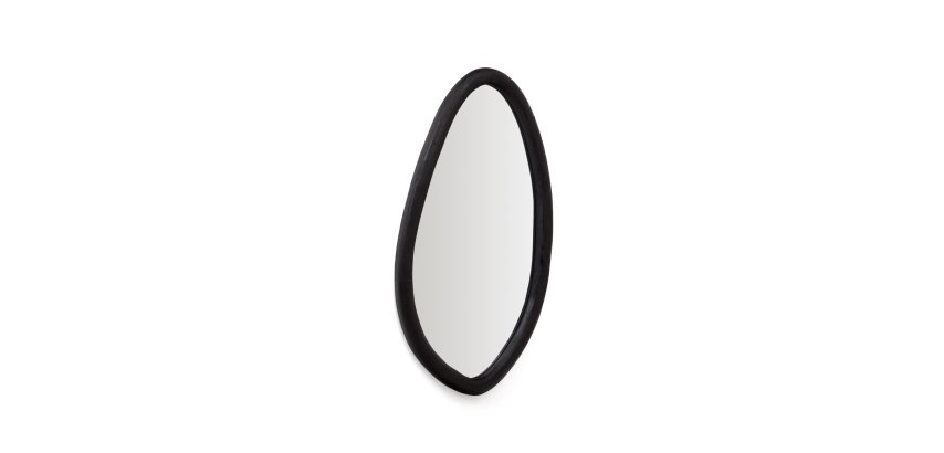 Magrit mirror in solid mungur wood with a black finish Ø 60 x 110 cm