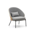 Fauteuil Eamy gris clair placage de frêne naturel et métal finition noire