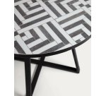 Mesa redonda Tella cerámico blanco y negro patas acero acabado negro Ø 90 cm