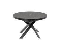 Table Vashti ronde en grès cerame et pieds noire Ø 120 (160) cm