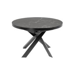 Table Vashti ronde en grès cerame et pieds noire Ø 120 (160) cm