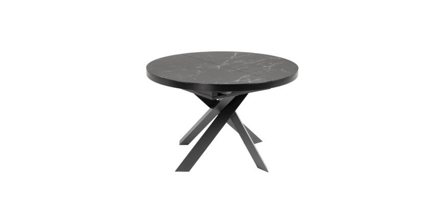Table Vashti ronde en grès cerame et pieds noire Ø 120 (160) cm