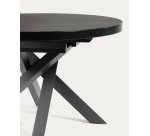 Table Vashti ronde en grès cerame et pieds noire Ø 120 - 160 cm