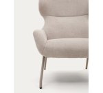 Fauteuil Belina en chenille beige et acier avec finition blanche