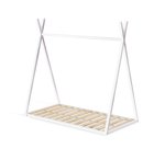 Lit tipi Maralis en bois de hêtre avec finition blanche pour matelas de 70 x 140 cm