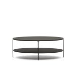 Table basse Fideia verre trempé et métal finition peinture noir mat Ø 110 x 65 cm