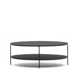 Table basse Fideia verre trempé et métal finition peinture noir mat Ø 110 x 65 cm