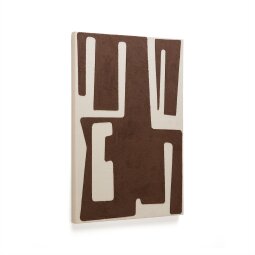 Salmi abstract painting in beige and brown linen 100 x 70 cm