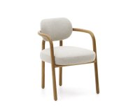 Chaise Melqui beige en bois de chêne avec finition naturelle
