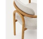 Chaise Melqui beige en bois de chêne avec finition naturelle