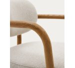 Chaise Melqui beige en bois de chêne avec finition naturelle