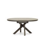 Table Vashti ronde en grès cerame et pieds marrons Ø 120 - 160 cm