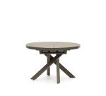 Table Vashti ronde en grès cerame et pieds marrons Ø 120 - 160 cm