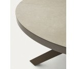 Table Vashti ronde en grès cerame et pieds marrons Ø 120 - 160 cm