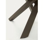 Table Vashti ronde en grès cerame et pieds marrons Ø 120 - 160 cm