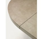 Table Vashti ronde en grès cerame et pieds marrons Ø 120 - 160 cm