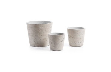 Set Low de 3 cachepots gris Ø 23,5 cm / Ø 16,5 cm / Ø 14 cm