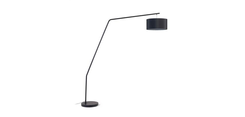 Ciana floor lamp in black finished metal with a cotton lampshade