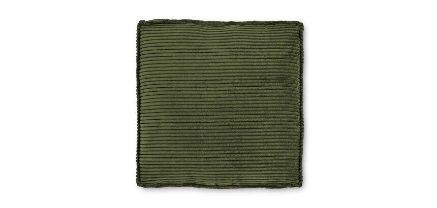 Coussin Blok en velours côtelé épais vert 60 x 60 cm