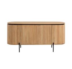 Aparador Licia 4 puertas de madera maciza de mango y metal pintado negro 170 x 80 cm