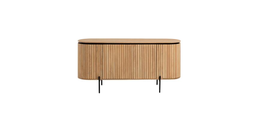 Buffet Licia 4 portes de bois de manguier massif et métal peint noir 170 x 80 cm