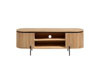 Mueble TV Licia 2 puertas de madera maciza de mango y metal acabado negro 160 x 56 cm