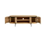 Meuble TV Licia 2 portes en bois de manguier massif et métal noir 160 x 56 cm