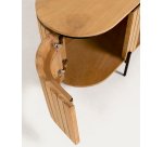 Meuble TV Licia 2 portes en bois de manguier massif et métal noir 160 x 56 cm