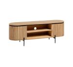 Meuble TV Licia 2 portes en bois de manguier massif et métal noir 160 x 56 cm