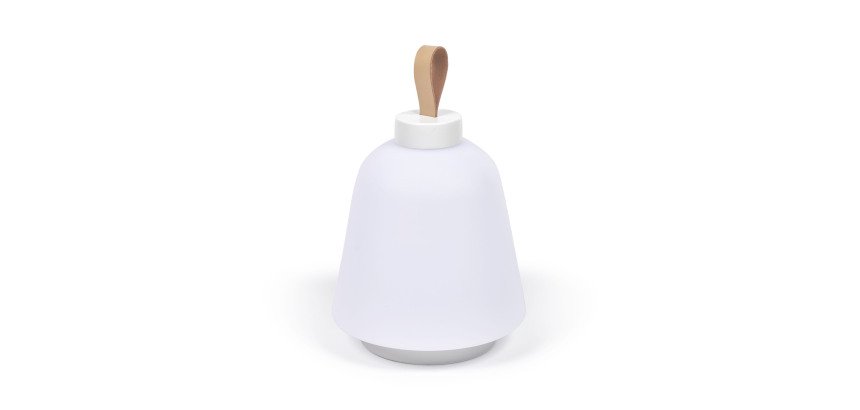 Lámpara de mesa Udiya de polietileno y metal con acabado blanco